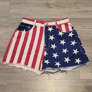Rockies American Flag 90's Cut Off Denim Shorts